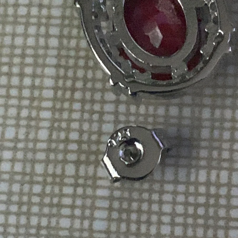 New classy stylish elegant artwork artisan Red Ruby Cz’s SS925 studs earrings - Picture 10 of 11
